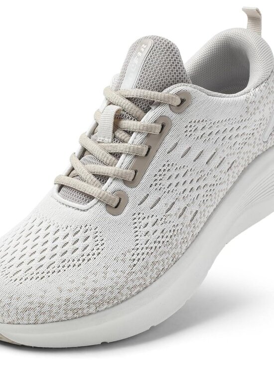Shoes - Women's Khaki/Beige Wide Orthopedic Cushioned Arch Lace-Up Running Sneaker Shoes